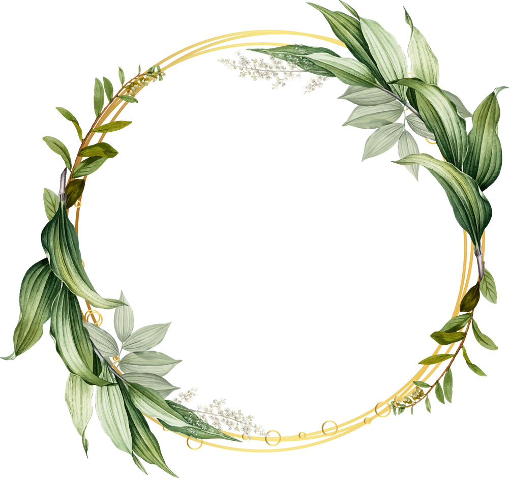 Circular Frame with Leaves Illustration
